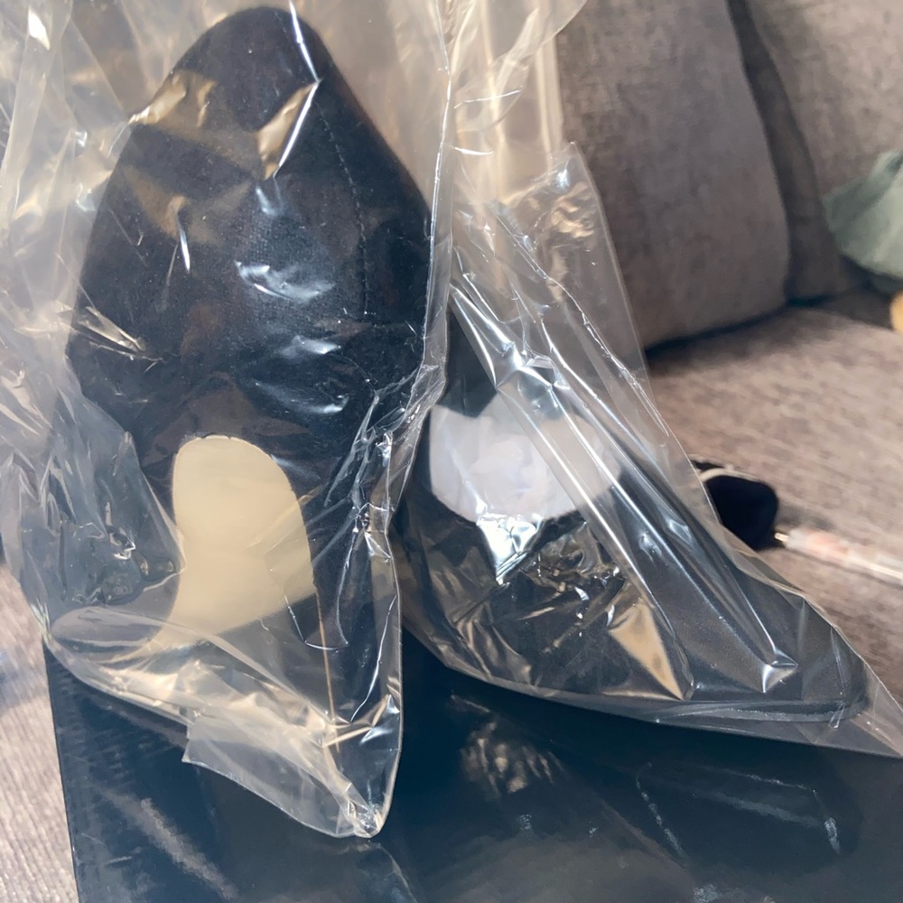 Black suede stiletto heels